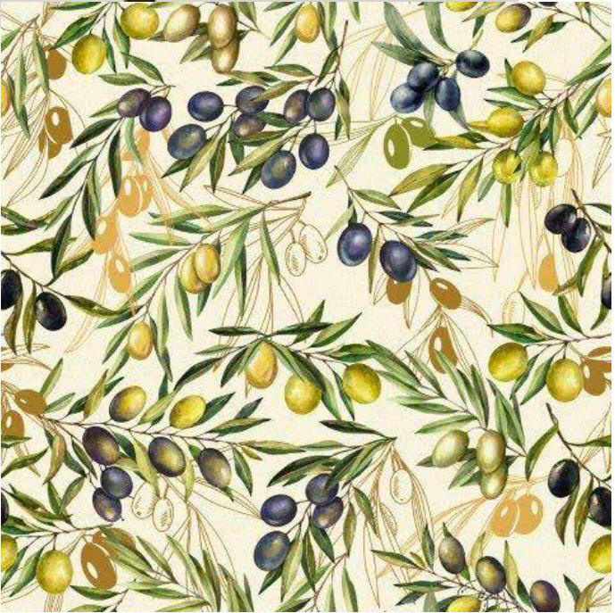 Натуральная ткань с оливками Spanish olives