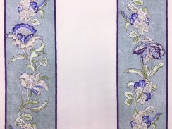 Ткань с цветами Liz Raya azul в синюю полосу