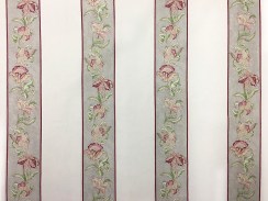 Ткань с цветами Liz Raya verde в серую полосу