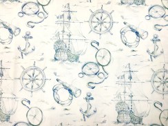 Детская синяя ткань с кораблями Maritim blue